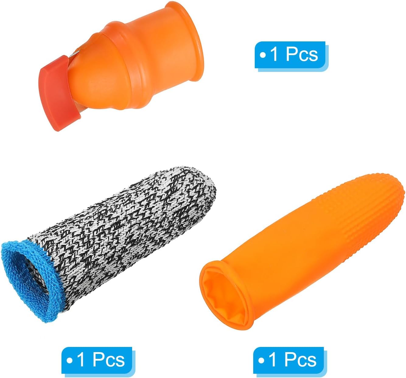 Small Silicone Thumb Knife Set, 3Pcs Harvesting Plant Knife Finger Guard Protector Gardening Trim Tools for Picking Fruit Vegetable, Orange
