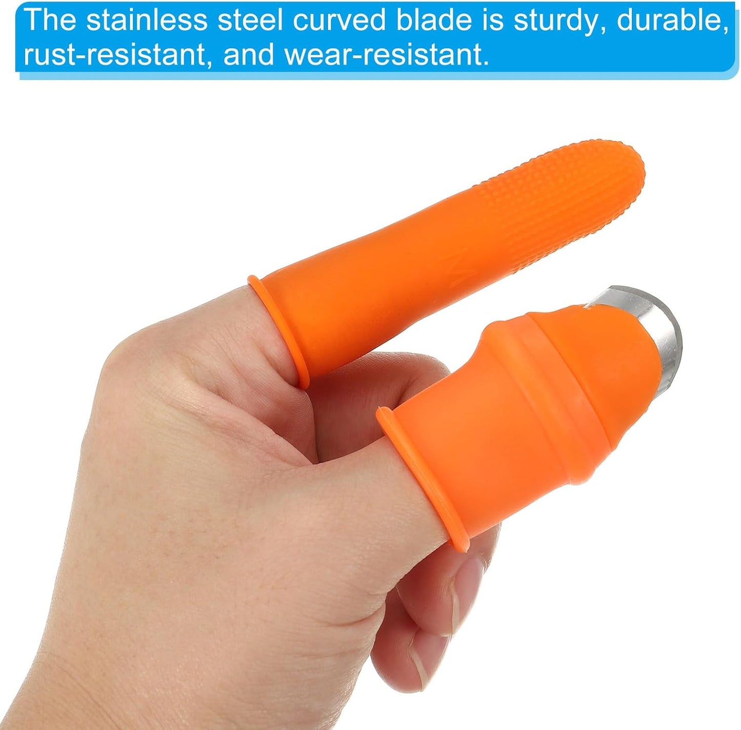 Small Silicone Thumb Knife Set, 3Pcs Harvesting Plant Knife Finger Guard Protector Gardening Trim Tools for Picking Fruit Vegetable, Orange