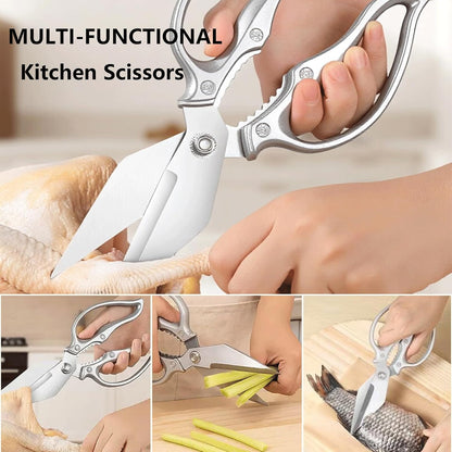 Kitchen Shears for Food Heavy Duty Stainless Steel Kitchen Scissors | Heavy Duty Stainless Steel Sharp Scissors, Rivet Fixed Structure, Ergonomic Handle for Poultry, Meat, Veggies & BBQ Prep