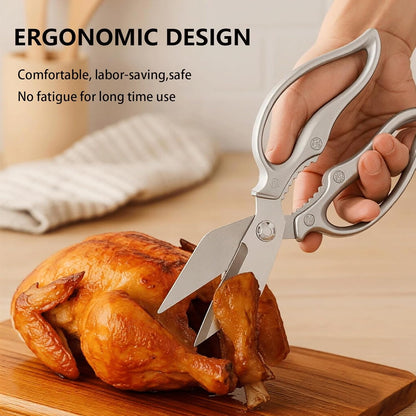 Kitchen Shears for Food Heavy Duty Stainless Steel Kitchen Scissors | Heavy Duty Stainless Steel Sharp Scissors, Rivet Fixed Structure, Ergonomic Handle for Poultry, Meat, Veggies & BBQ Prep