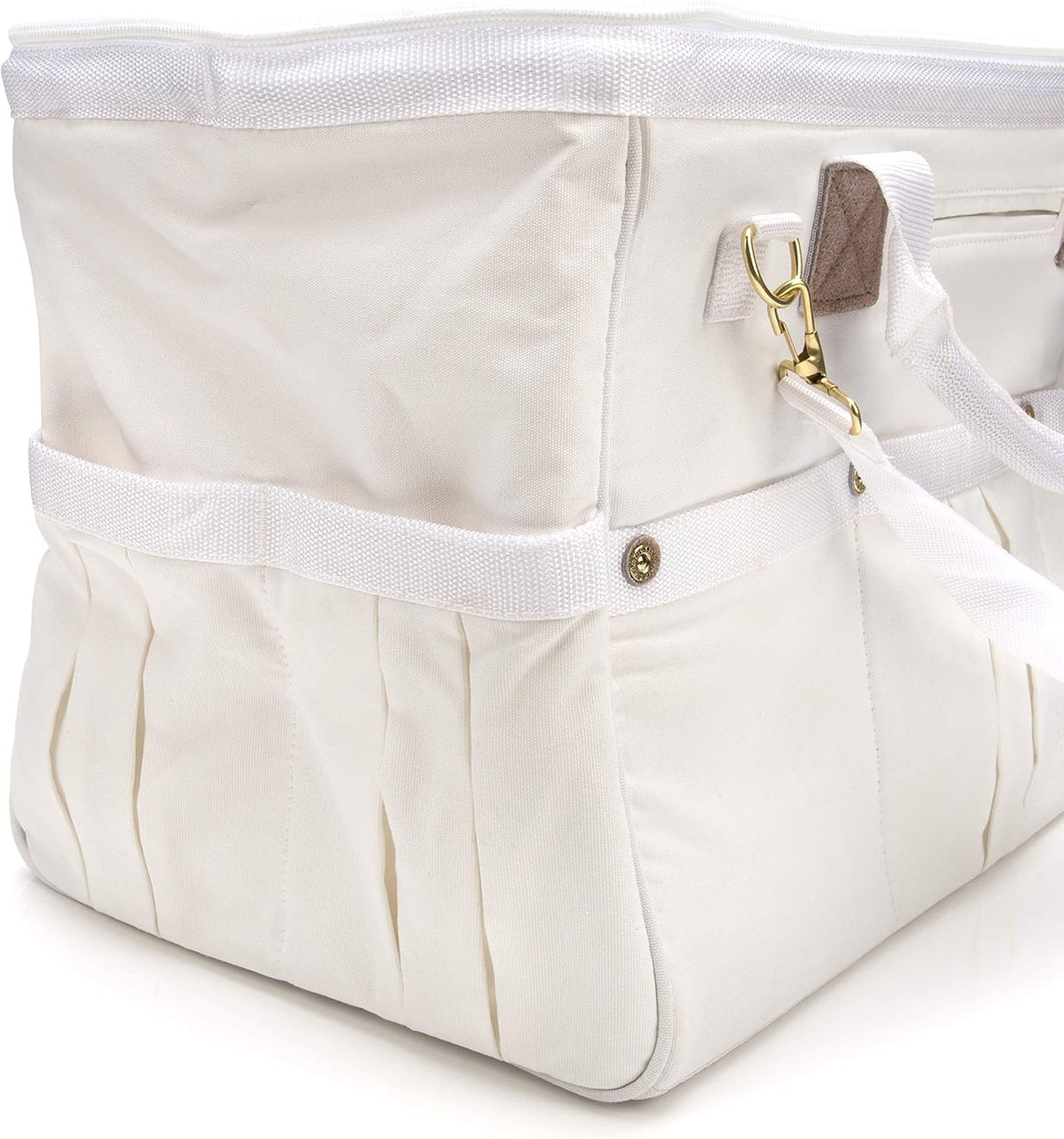 20-Inch Durable Canvas Work Bag for Painters, Carpenters, and Builders, Heavy-Duty Zipper, Reinforced Handles, Exterior Pockets, Shoulder Strap, White