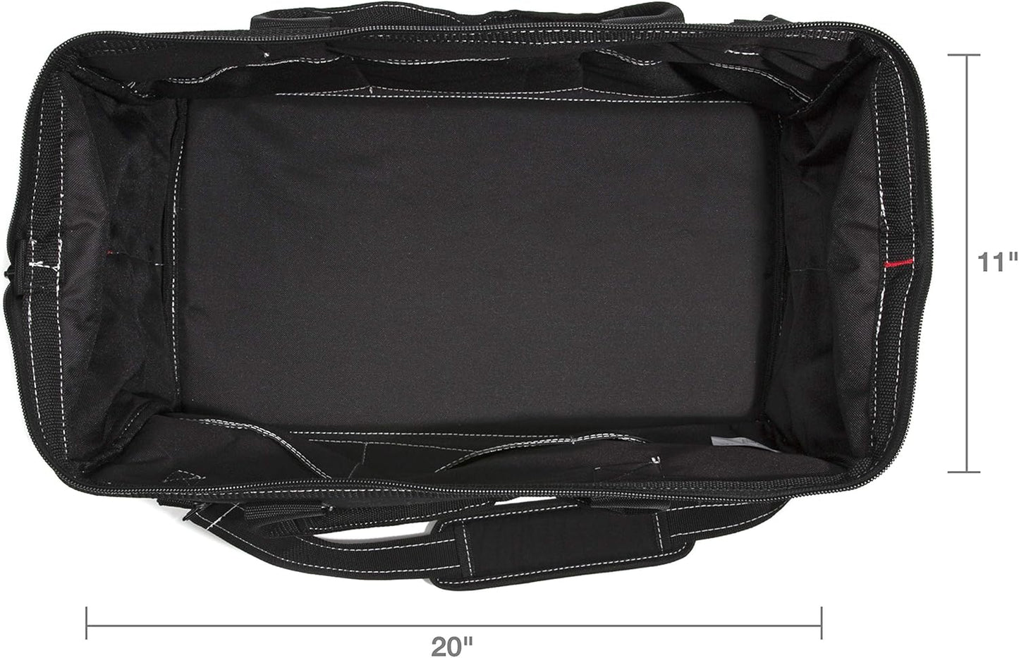20-Inch Durable Canvas Work Bag for Painters, Carpenters, and Builders, Heavy-Duty Zipper, Reinforced Handles, Exterior Pockets, Shoulder Strap, White