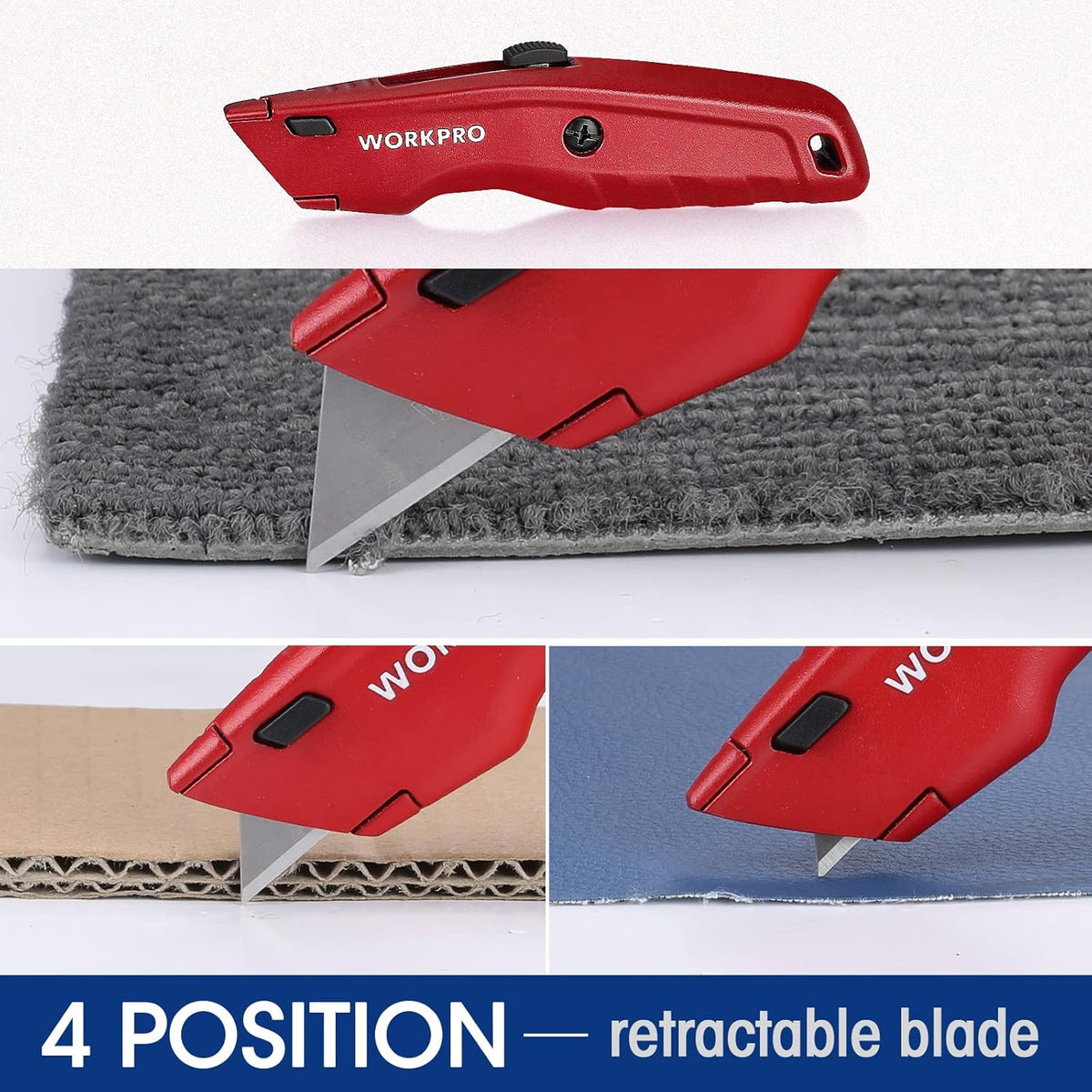 Premium Utility Knife, Retractable All Metal Heavy Duty Box Cutter, Quick Change Blade Razor Knife, 3PCS with 10 Extra Blades