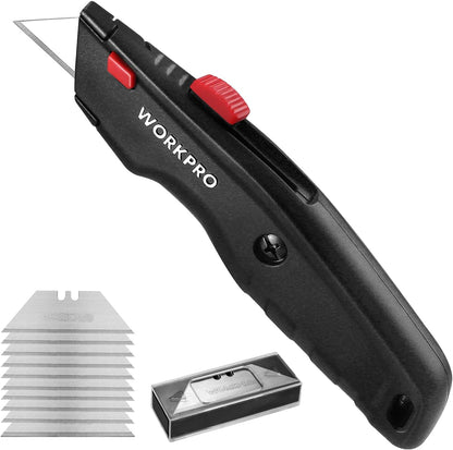 Premium Utility Knife, Retractable All Metal Heavy Duty Box Cutter, Quick Change Blade Razor Knife, 3PCS with 10 Extra Blades