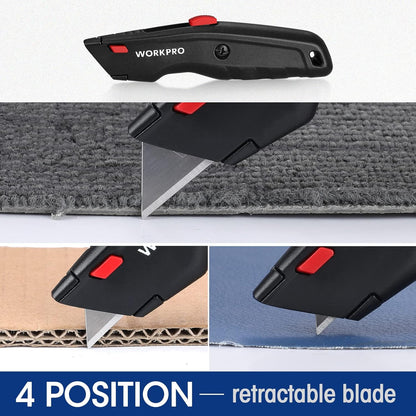 Premium Utility Knife, Retractable All Metal Heavy Duty Box Cutter, Quick Change Blade Razor Knife, 3PCS with 10 Extra Blades