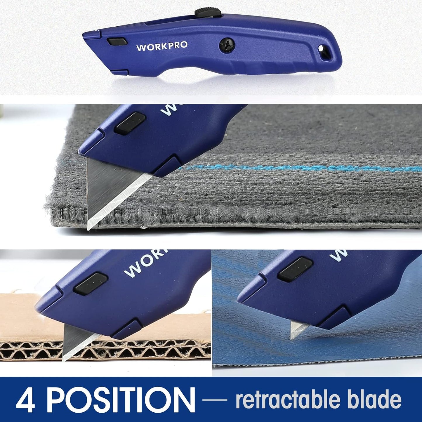 Premium Utility Knife, Retractable All Metal Heavy Duty Box Cutter, Quick Change Blade Razor Knife, 3PCS with 10 Extra Blades