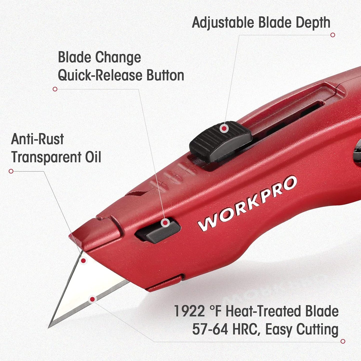 Premium Utility Knife, Retractable All Metal Heavy Duty Box Cutter, Quick Change Blade Razor Knife, 3PCS with 10 Extra Blades