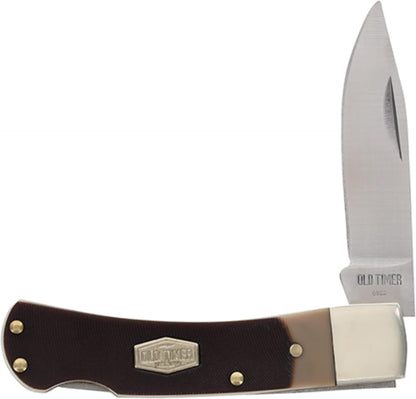 3OT Bearhead Traditional Lockback Pocket Knife with 2.2in High Carbon Stainless Steel Blade, Sawcut Handle, and Convenient Small Size for EDC, Whittling, Camping, Hunting, and Outdoors
