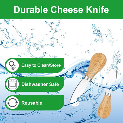 10 Pcs Cheese Spreader Knives, Mini Butter Spreader with Wooden Handle, Stainless Steel Cheese Knife Set for Charcuterie Board, Sandwich, Appetizers, Cocktail Spreading