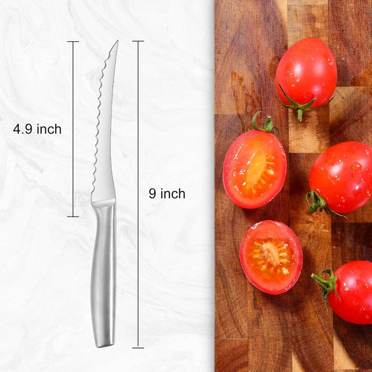 Tomato Knife, Tomato Slicing Knives Serrated Blade | High Carbon Stainless Steel, Smooth Cutting Tomatoes, Vegetables and Fruits
