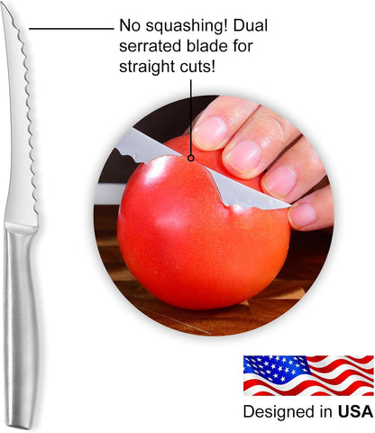 Tomato Knife, Tomato Slicing Knives Serrated Blade | High Carbon Stainless Steel, Smooth Cutting Tomatoes, Vegetables and Fruits