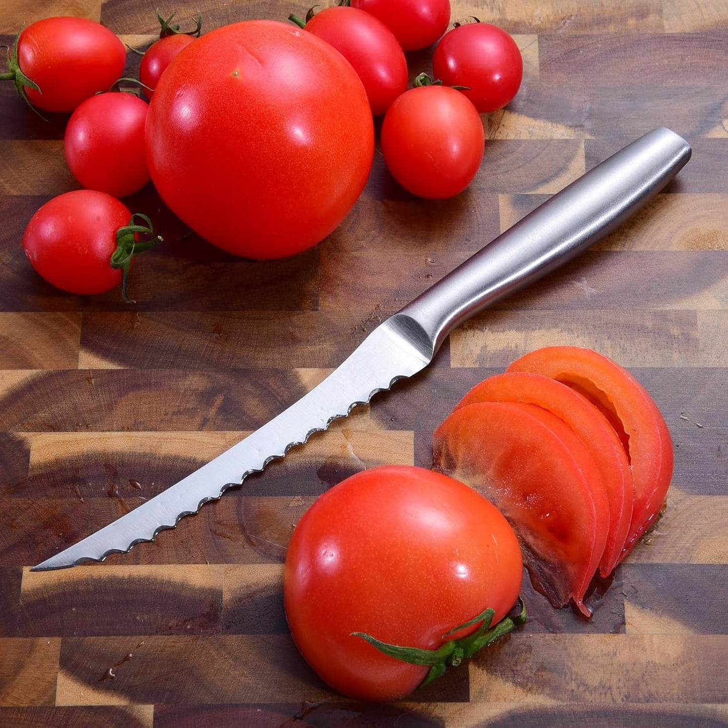 Tomato Knife, Tomato Slicing Knives Serrated Blade | High Carbon Stainless Steel, Smooth Cutting Tomatoes, Vegetables and Fruits