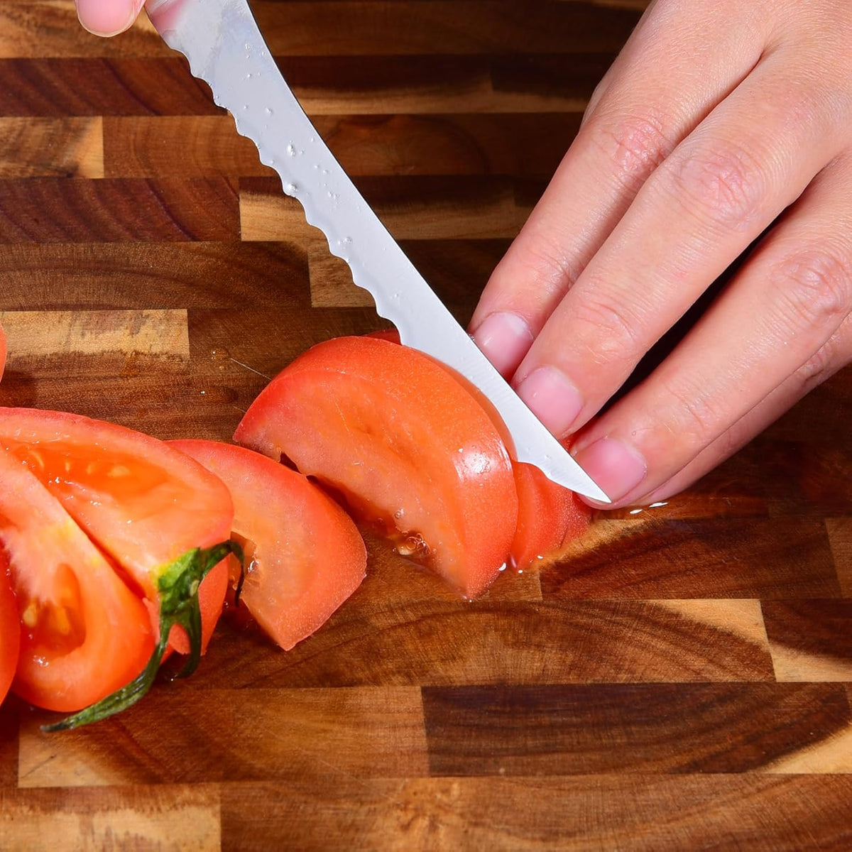 Tomato Knife, Tomato Slicing Knives Serrated Blade | High Carbon Stainless Steel, Smooth Cutting Tomatoes, Vegetables and Fruits
