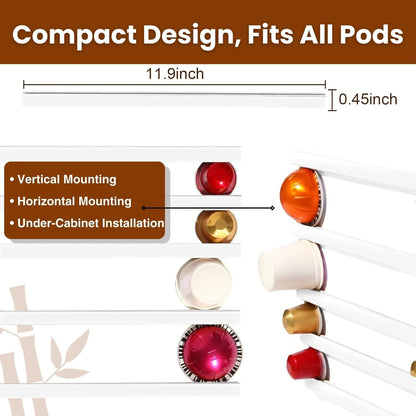 Coffee Pod Holder, Capsule Organizer for Counter,10-Pack Coffee Pods Storage/Organizers,Wall Mount with Adhesives,Coffee Station Fridge RV Kitchen-White