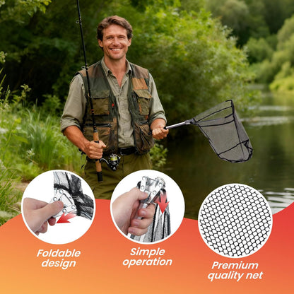 9 Pcs Fishing Tool Kit, Fishing Pliers with Lanyard and Protective Sheaths, Landing Net, Fillet Knife, Fish Scale, Gripper