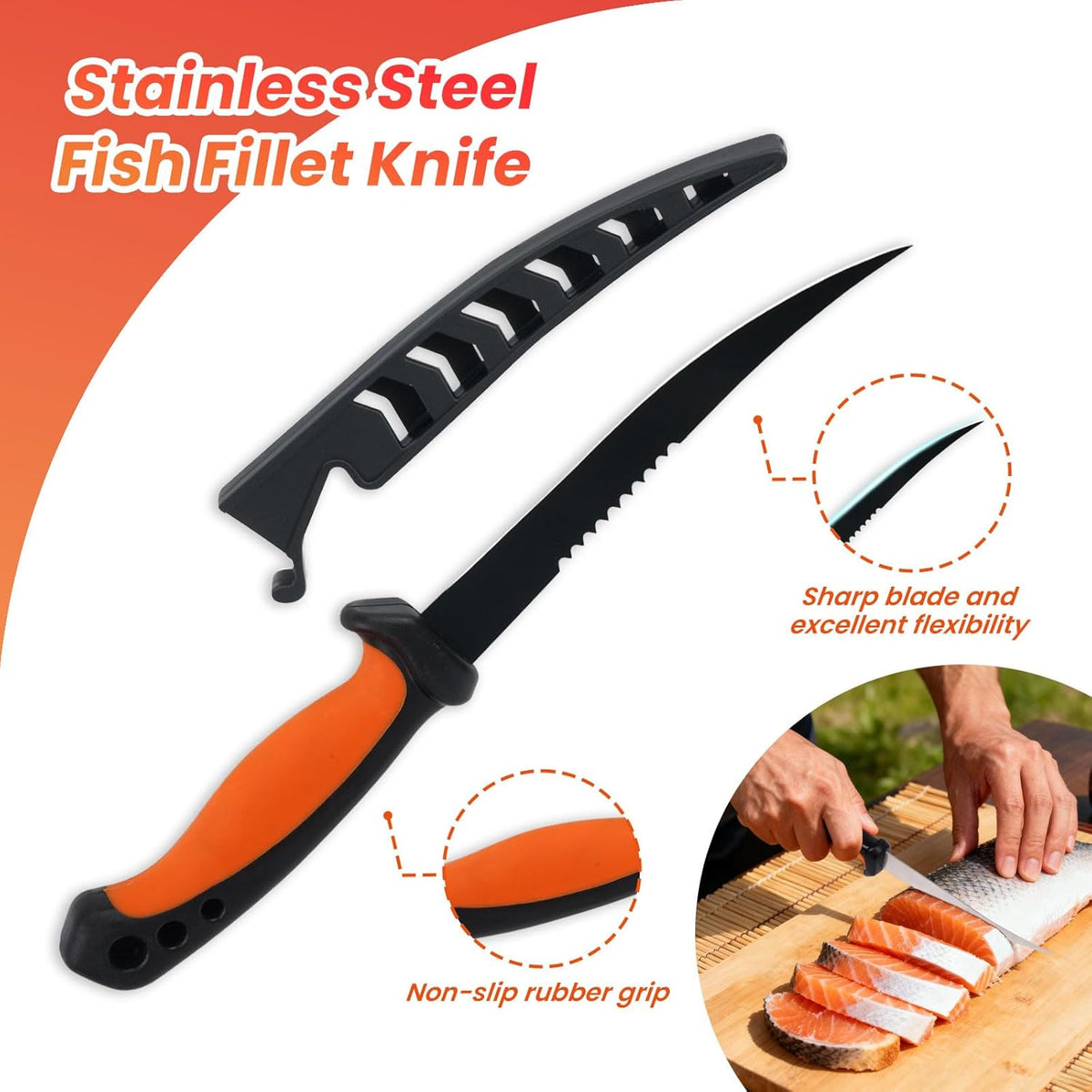 9 Pcs Fishing Tool Kit, Fishing Pliers with Lanyard and Protective Sheaths, Landing Net, Fillet Knife, Fish Scale, Gripper