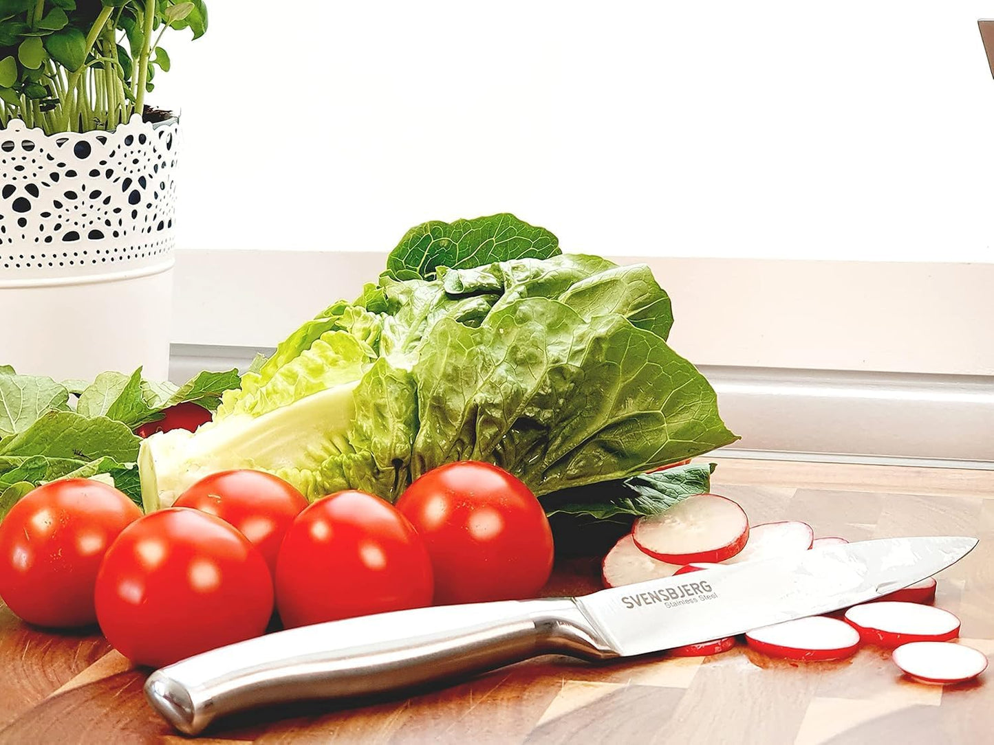 Modern-Silver Chef Kitchen Knife Set with Block, Chef Knife Set for Cooking, Knife Set for Kitchen, Stainless Steel, Sharp, German Brand | SB-KS101-MB101