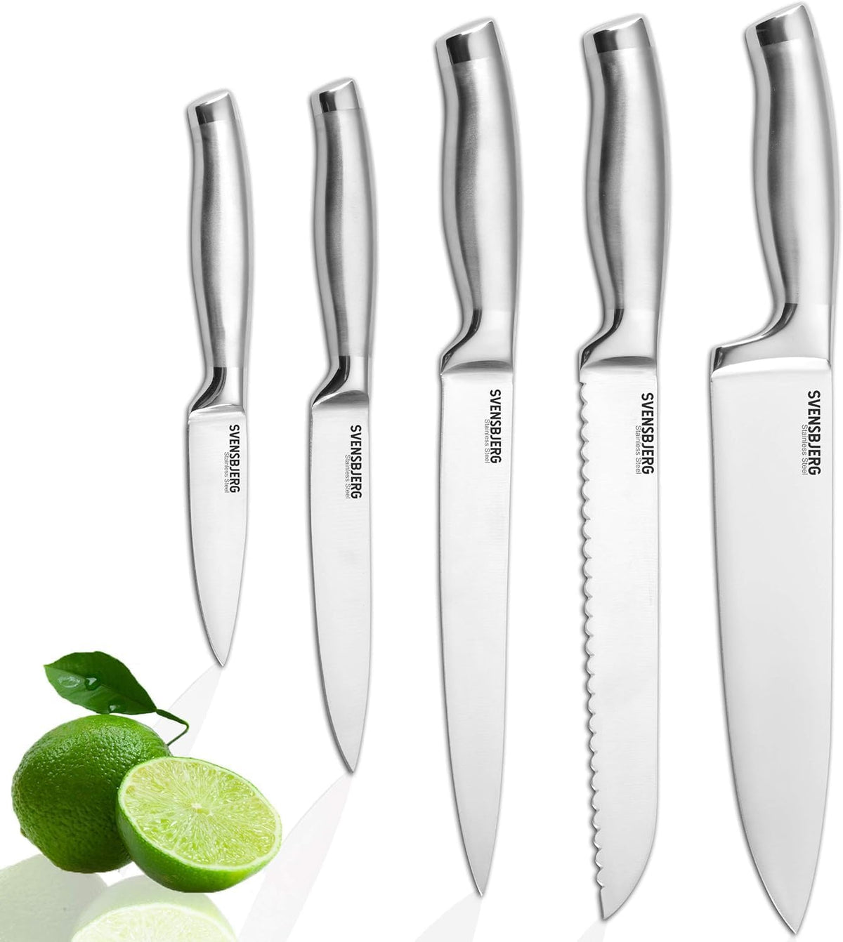 Modern-Silver Chef Kitchen Knife Set with Block, Chef Knife Set for Cooking, Knife Set for Kitchen, Stainless Steel, Sharp, German Brand | SB-KS101-MB101
