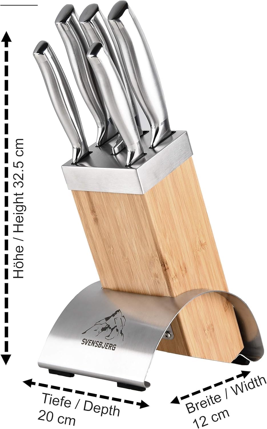 Modern-Silver Chef Kitchen Knife Set with Block, Chef Knife Set for Cooking, Knife Set for Kitchen, Stainless Steel, Sharp, German Brand | SB-KS101-MB101