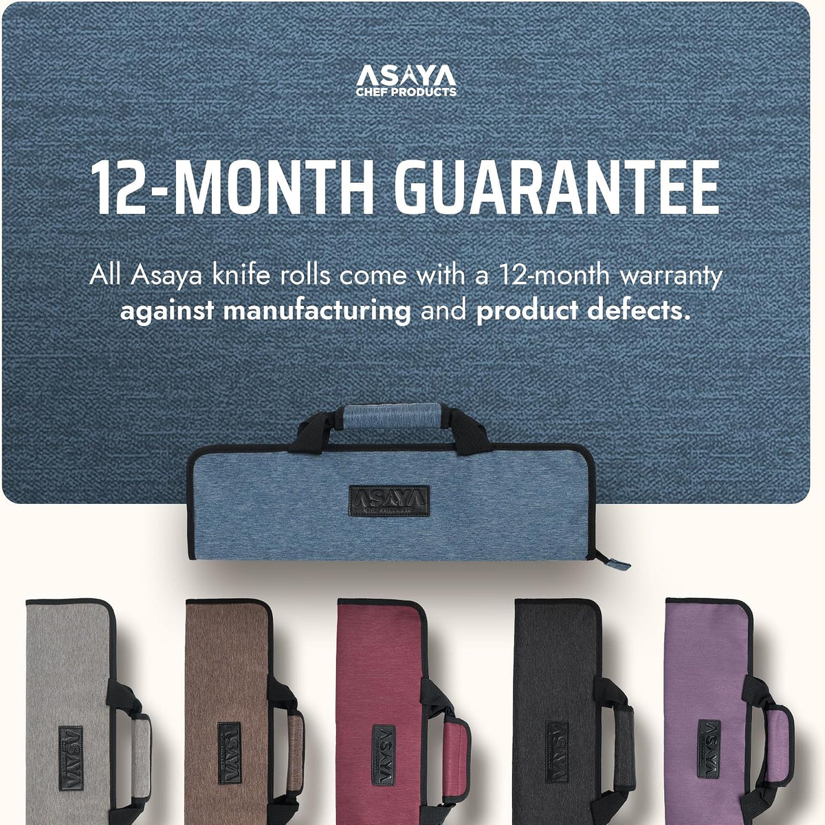 Asaya Chef Knife Roll Bag - 12-Pocket Chefs Case for Kitchen Knives and Utensils, Lightweight Stain-Resistant Waxed Nylon Chef Knife Bag - Knives Not Included (Black)