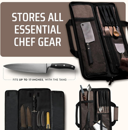 Asaya Chef Knife Roll Bag - 12-Pocket Chefs Case for Kitchen Knives and Utensils, Lightweight Stain-Resistant Waxed Nylon Chef Knife Bag - Knives Not Included (Black)