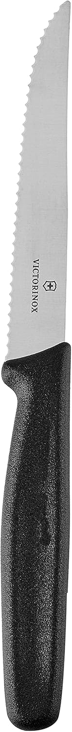 Swiss Army Cutlery Serrated Steak Knife Set, Pointed-tip, 4.5-Inch, 6-Piece, Black, VN47650
