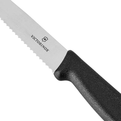 Swiss Army Cutlery Serrated Steak Knife Set, Pointed-tip, 4.5-Inch, 6-Piece, Black, VN47650