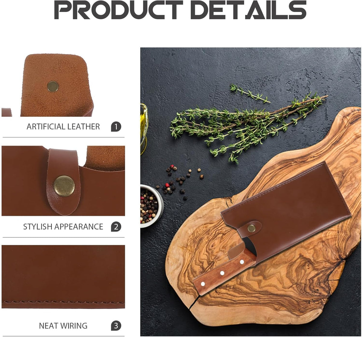 Artificial Leather Kitchen Knife Cover Protective Case for Chef and Meat Cleavers Compact Knife Protector with Stylish Design 9.76X4.72In