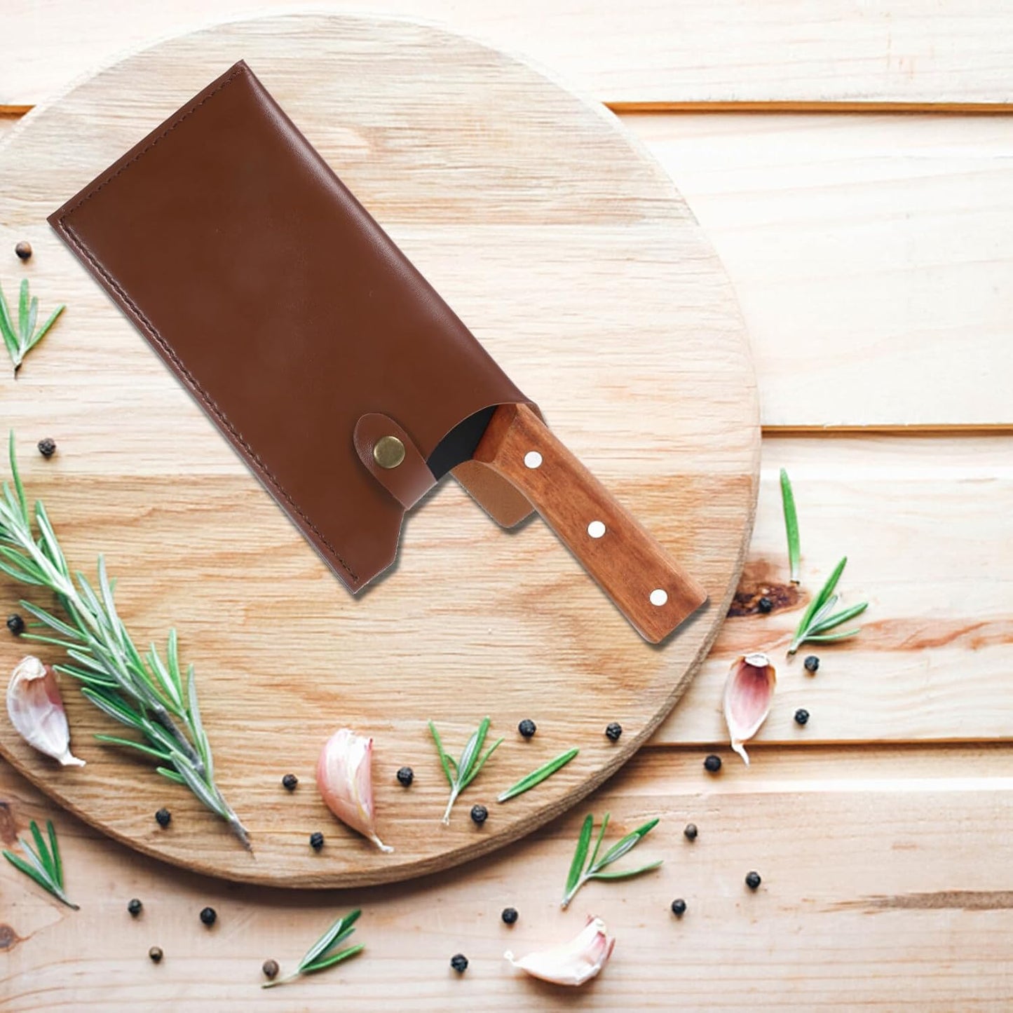 Artificial Leather Kitchen Knife Cover Protective Case for Chef and Meat Cleavers Compact Knife Protector with Stylish Design 9.76X4.72In