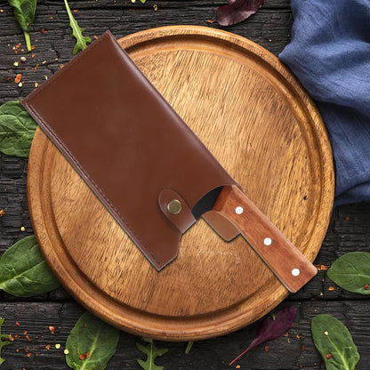 Artificial Leather Kitchen Knife Cover Protective Case for Chef and Meat Cleavers Compact Knife Protector with Stylish Design 9.76X4.72In