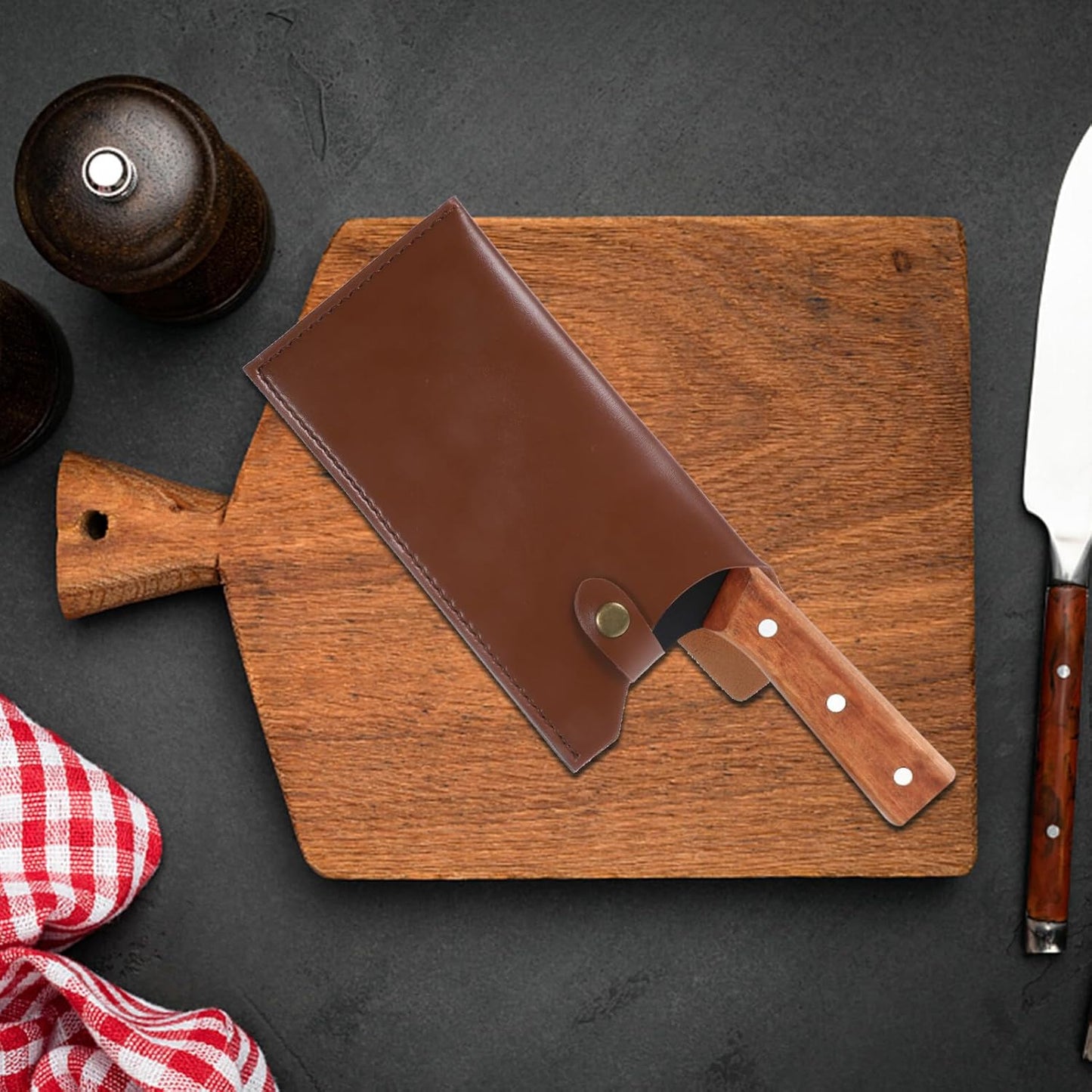 Artificial Leather Kitchen Knife Cover Protective Case for Chef and Meat Cleavers Compact Knife Protector with Stylish Design 9.76X4.72In