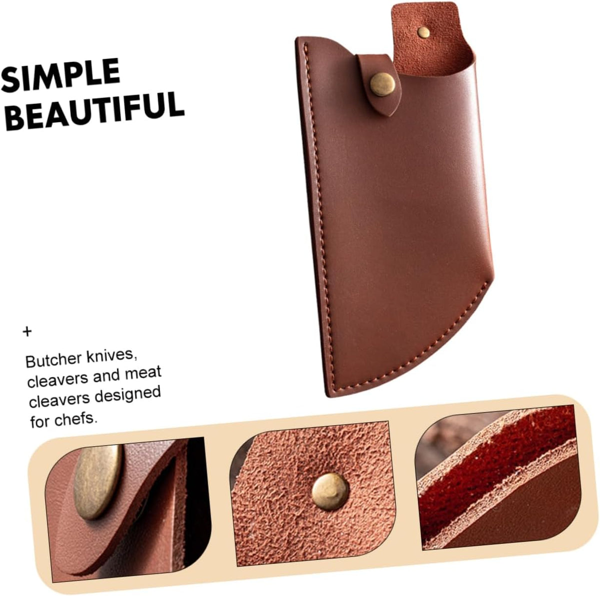 Artificial Leather Kitchen Knife Cover Protective Case for Chef and Meat Cleavers Compact Knife Protector with Stylish Design 9.76X4.72In