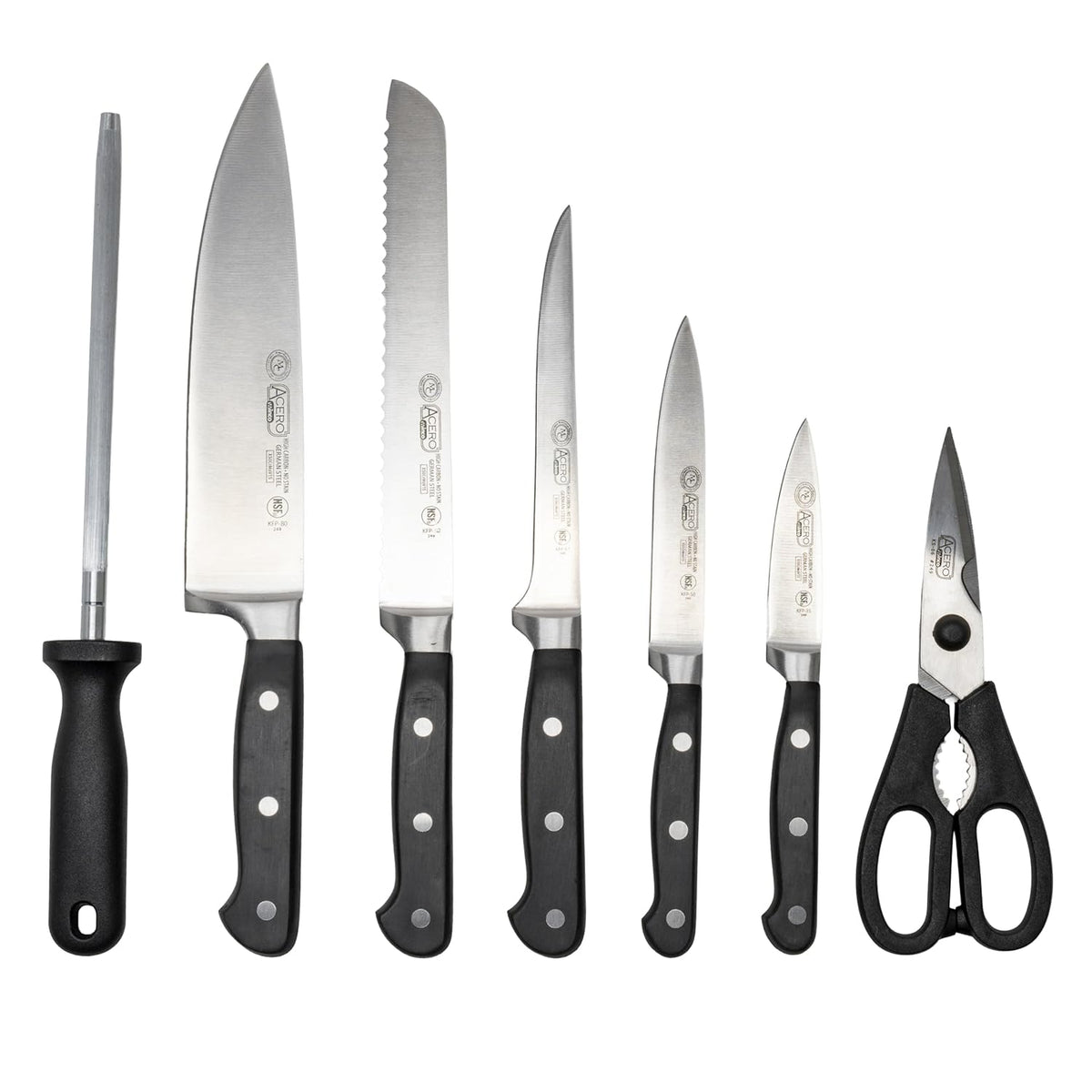 Commercial-Grade 7 Piece Knife Set with Wooden Block
