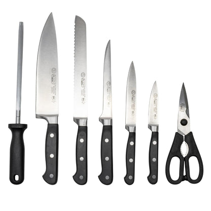 Commercial-Grade 7 Piece Knife Set with Wooden Block