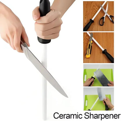 Knife Sharpening Steel, 8inch Professional Ceramic Knife Sharpening Rod, Knife Blade Sharpener Honer Knife Rod Sharpener for Kitchen Knife Scissors