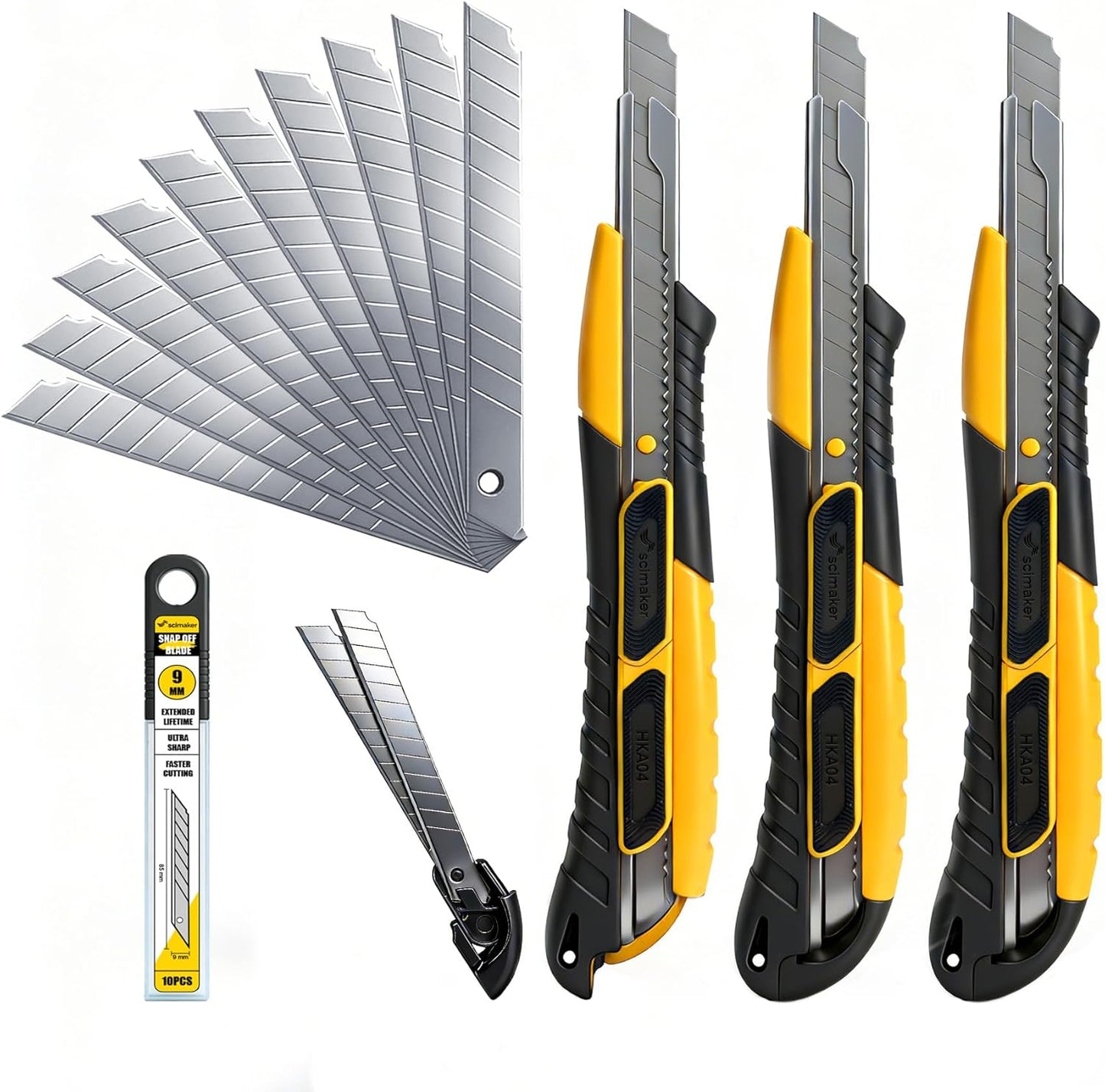 Dual-Mode Box Cutter Retractable for Warehouse,Locking Professional Work Knife, Auto-Retract Box Knife,18mm Heavy Duty Utility Knife with Metal Rail,Spare Blade Storage.1 Knife+10 Blades