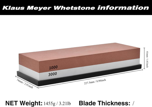 Premium Whetstone Knife Sharpening Stone 2 Side Grit 1000/3000 Waterstone- Whetstone Knife Sharpener- NonSlip Silicone Base
