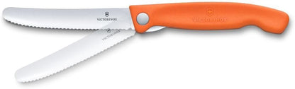 Swiss Classic 4.5 in Folding Picnic Knife, Wavy Blade, Orange | Swiss made wavy-edge stainless steel blade for hiking, fruit and rolls, dishwasher safe with ergonomic secure grip handle
