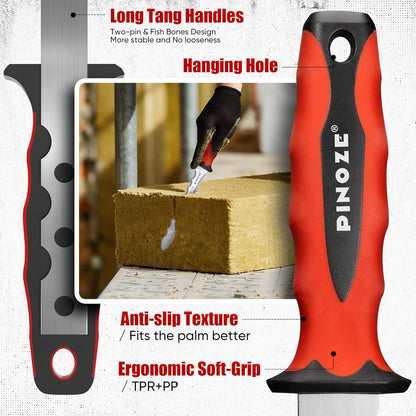 8" Insulation Knife, Stainless Steel Blade Insulation Cutter w/Laser Scale, Dual-Side Serrated Duct Knife Tool with Sheath for Cutting Heat Material Foam/Rockwool/Styrofoam, Garden Sod Cutter