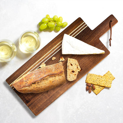 Rock & Branch Large Acacia Wood Cutting Board with Juice Groove – 18" Carving Board with Inlaid Pinstripes | Doubles as Oversized Charcuterie Serving Tray