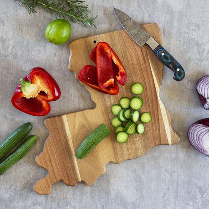 Totally Bamboo Rock & Branch Origins Series New York State Shaped Cutting Board and Charcuterie Serving Tray, Includes Hang Tie for Wall Display