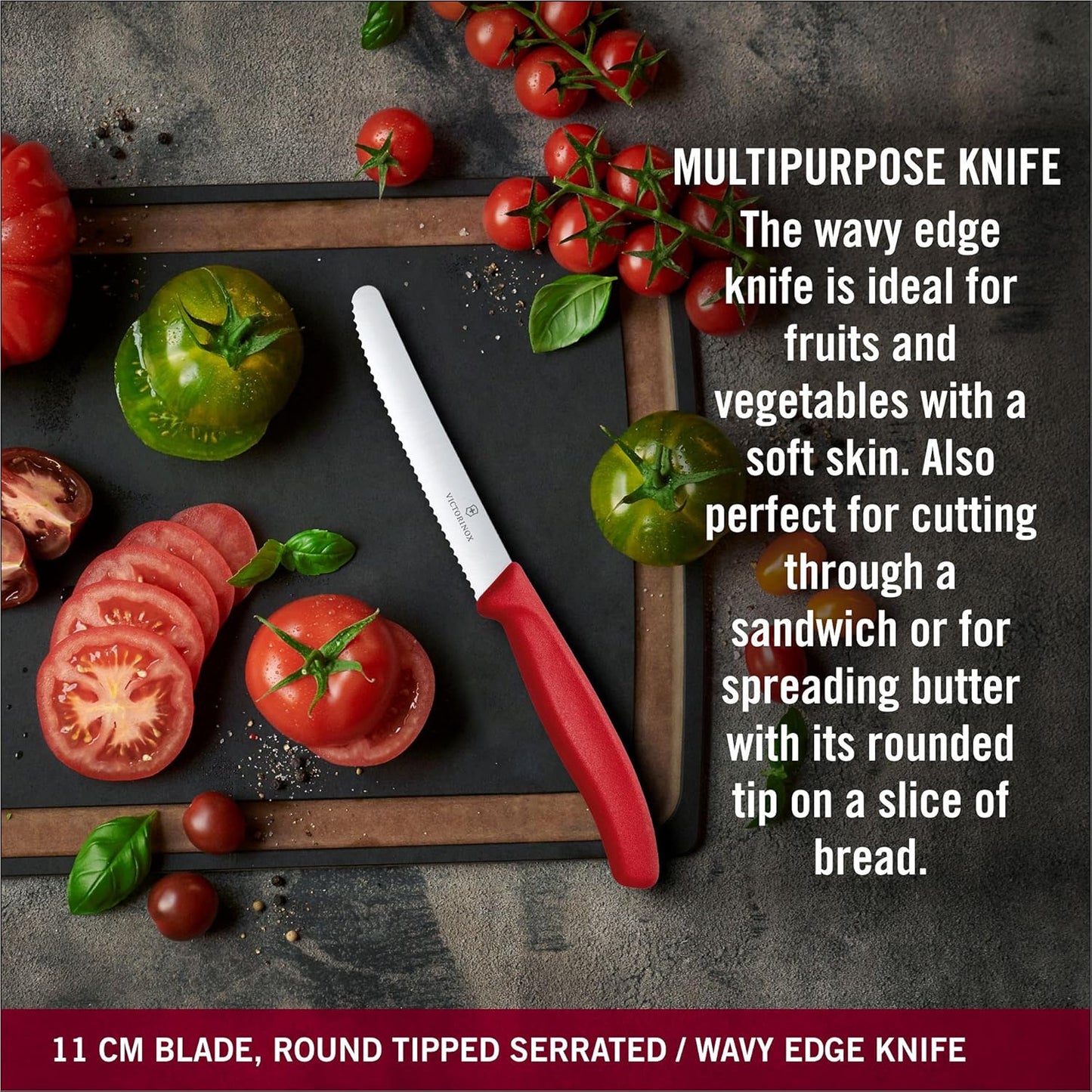 Victorinox Swiss Classic Paring Knife Set, Set of 3, Straight Edge, Extra Sharp, Robust Plastic Handle, Red