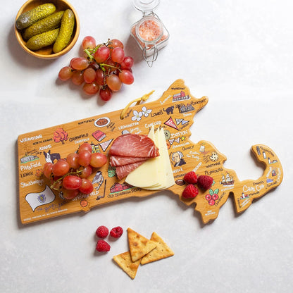 Totally Bamboo Tennessee State Shaped Cutting Board and Charcuterie Serving Platter with Artwork by Fish Kiss, Includes Hang Tie for Wall Display - Colors A