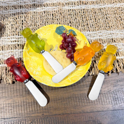 Supreme Housewares Sugar Cookie Themed Cheese Spreaders, Hand-Painted Resin Handles with Stainless Steel Blades for Spreading Cream Cheese, Butter, and Jam, Assorted Designs, Set of 4