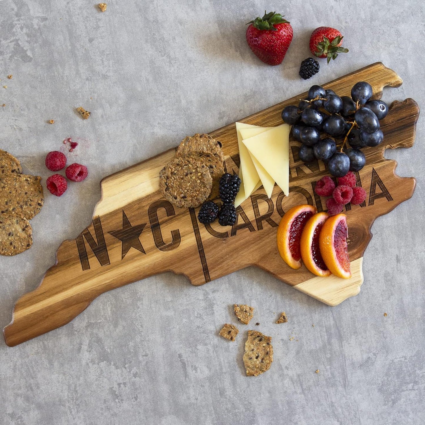 Totally Bamboo Rock & Branch Origins Series New York State Shaped Cutting Board and Charcuterie Serving Tray, Includes Hang Tie for Wall Display