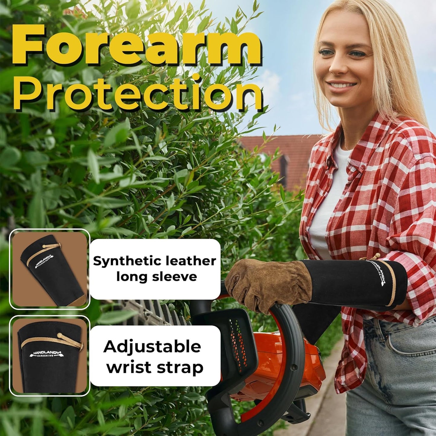 HANDLANDY Rose Pruning Gloves for Men & Women, Long Thorn Proof Gardening Gloves, Breathable Pigskin Leather Gauntlet, Best Garden Gifts & Tools for Gardener