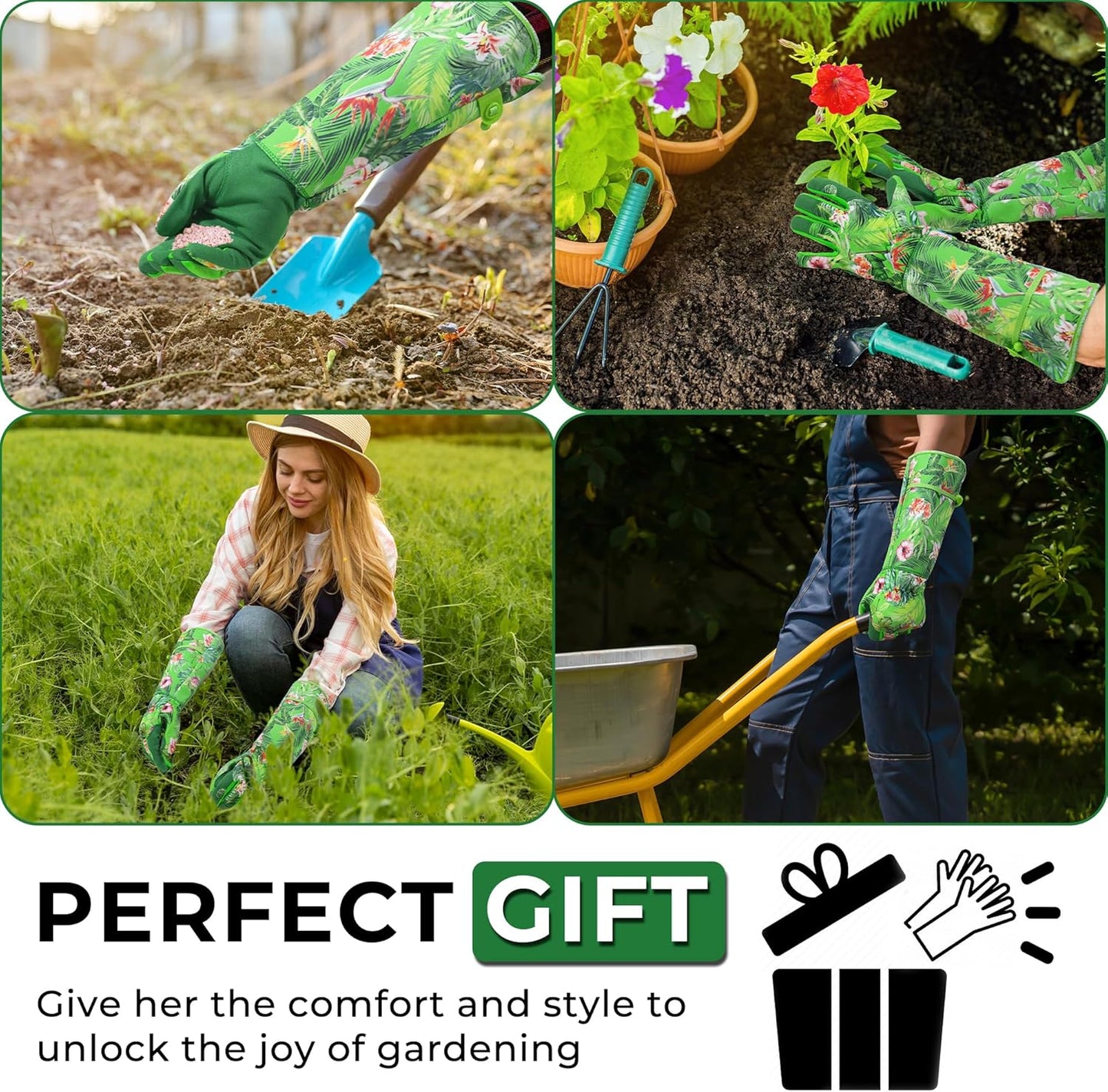 HANDLANDY Rose Pruning Gloves for Men & Women, Long Thorn Proof Gardening Gloves, Breathable Pigskin Leather Gauntlet, Best Garden Gifts & Tools for Gardener