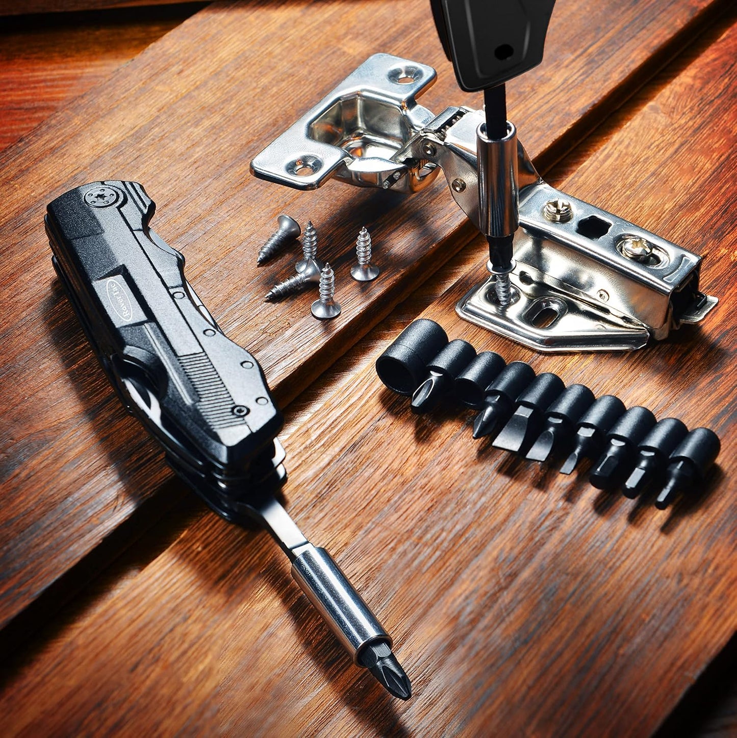 RoverTac Pocket Knife, 15-in-1 Multitool with Pliers, Bottle & Can Opener, 9 Screwdriver Bits, Locking Mechanism & Nylon Sheath - EDC Multi Tool for Camping, Hiking & DIY, Gift for Men & Dad