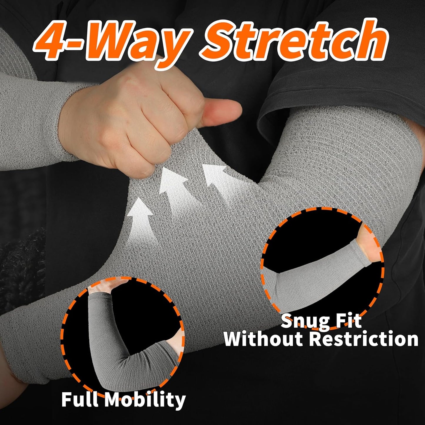 Schwer 2 Pairs 15.4in Down Yarn Knitted Arm Warmers, Summer Essential Arm Sleeves for AC Rooms, Hyaluronic Acid Infused, Moisturizing & Skin-Friendly, Light Compression Arm Protectors for Thin Skin