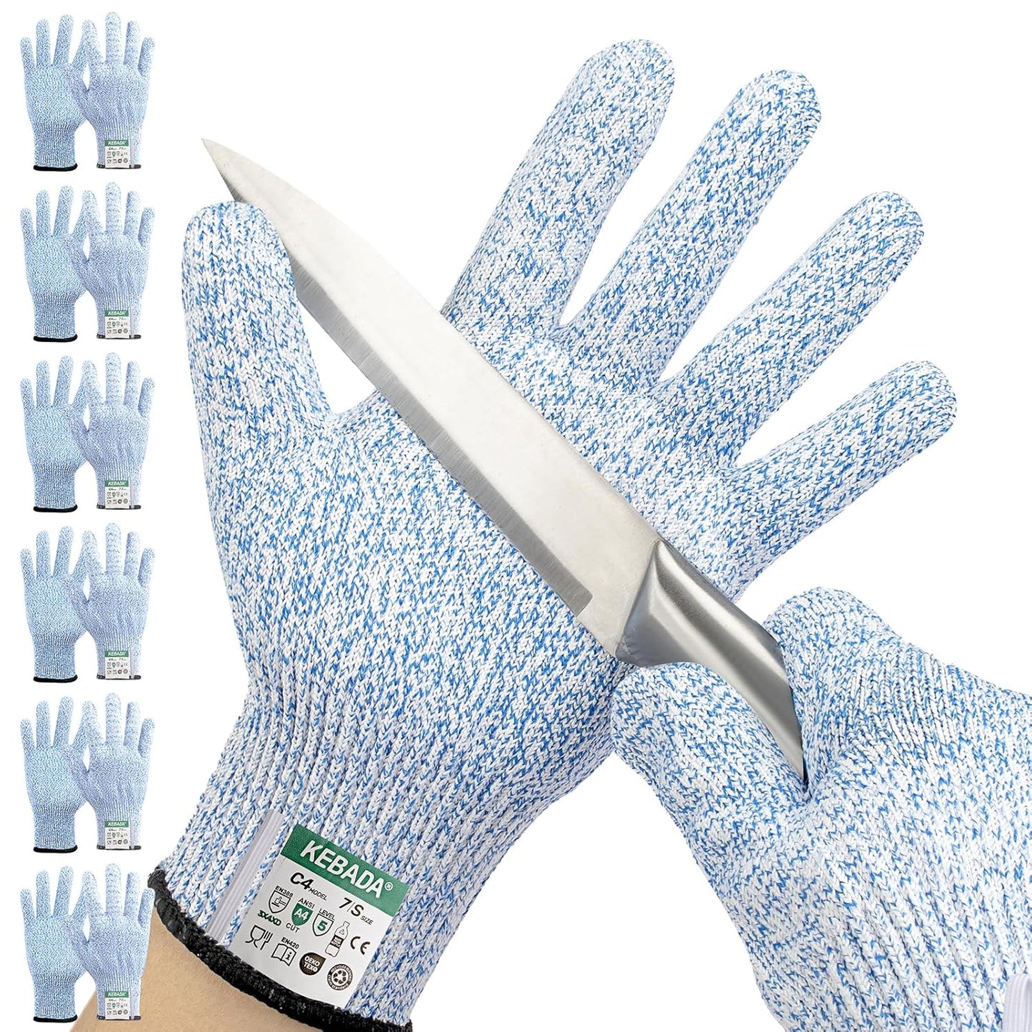Kebada Cut Resistant Gloves, ANSI A2 Cutting Glove, PU Coated, Touchscreen, Multi-Purpose Model C2, 3 Pairs, Large